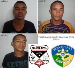 Vilhena - Polícia Civil prende três suspeitos de praticar roubos