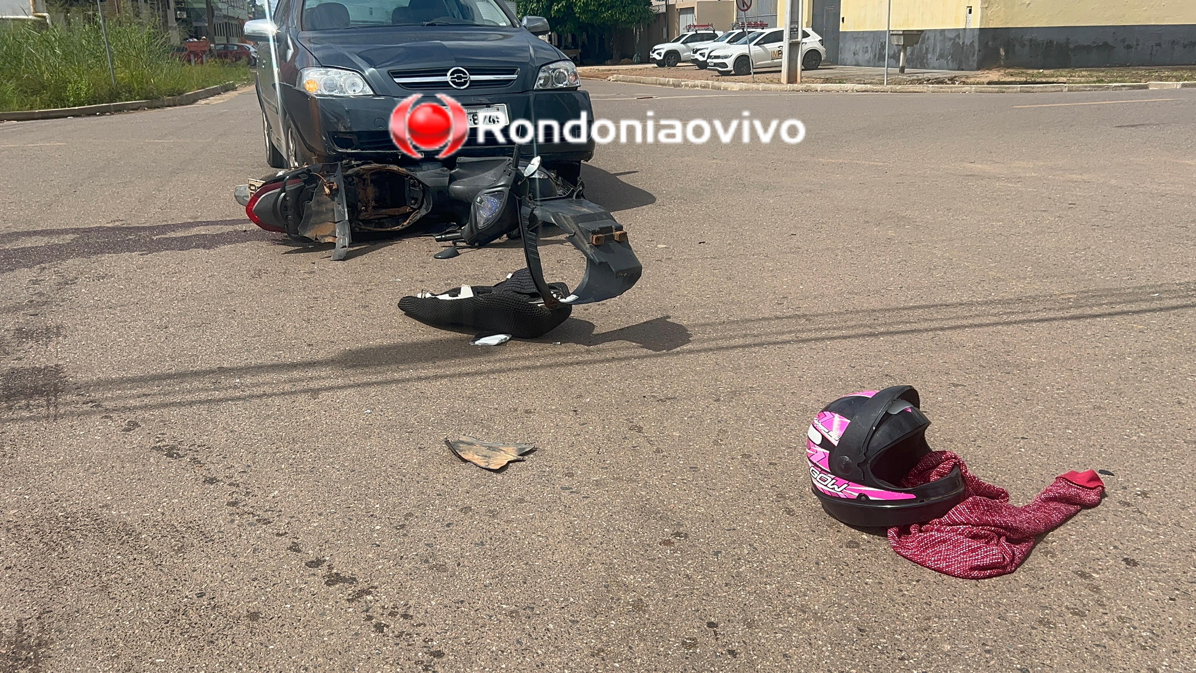 MAIS UM: Motocicleta é arrastada por carro e mulher fica ferida