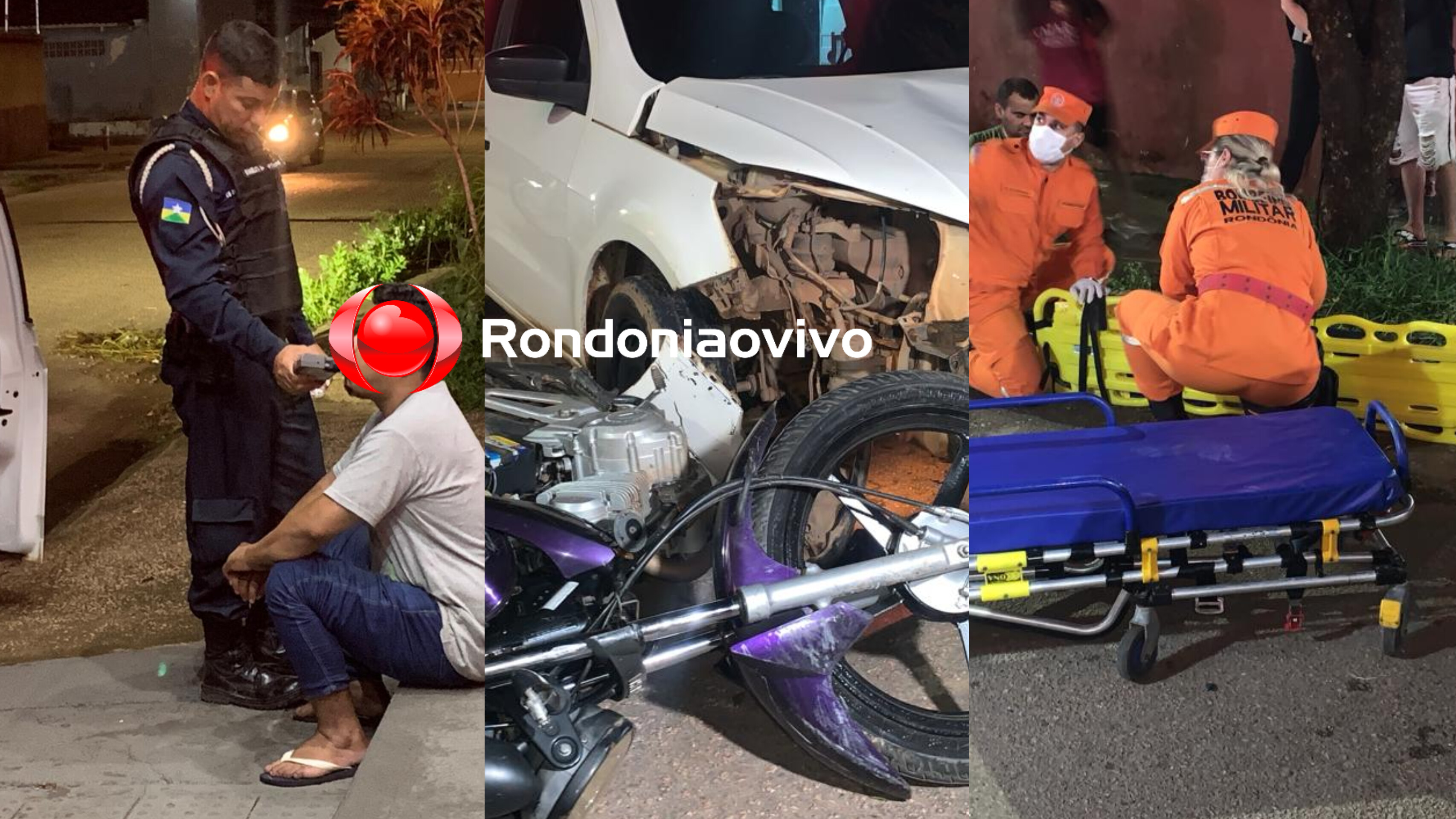 MOTORISTA PRESO: Grave colisão frontal deixa motoboy de delivery ferido na Mamoré 