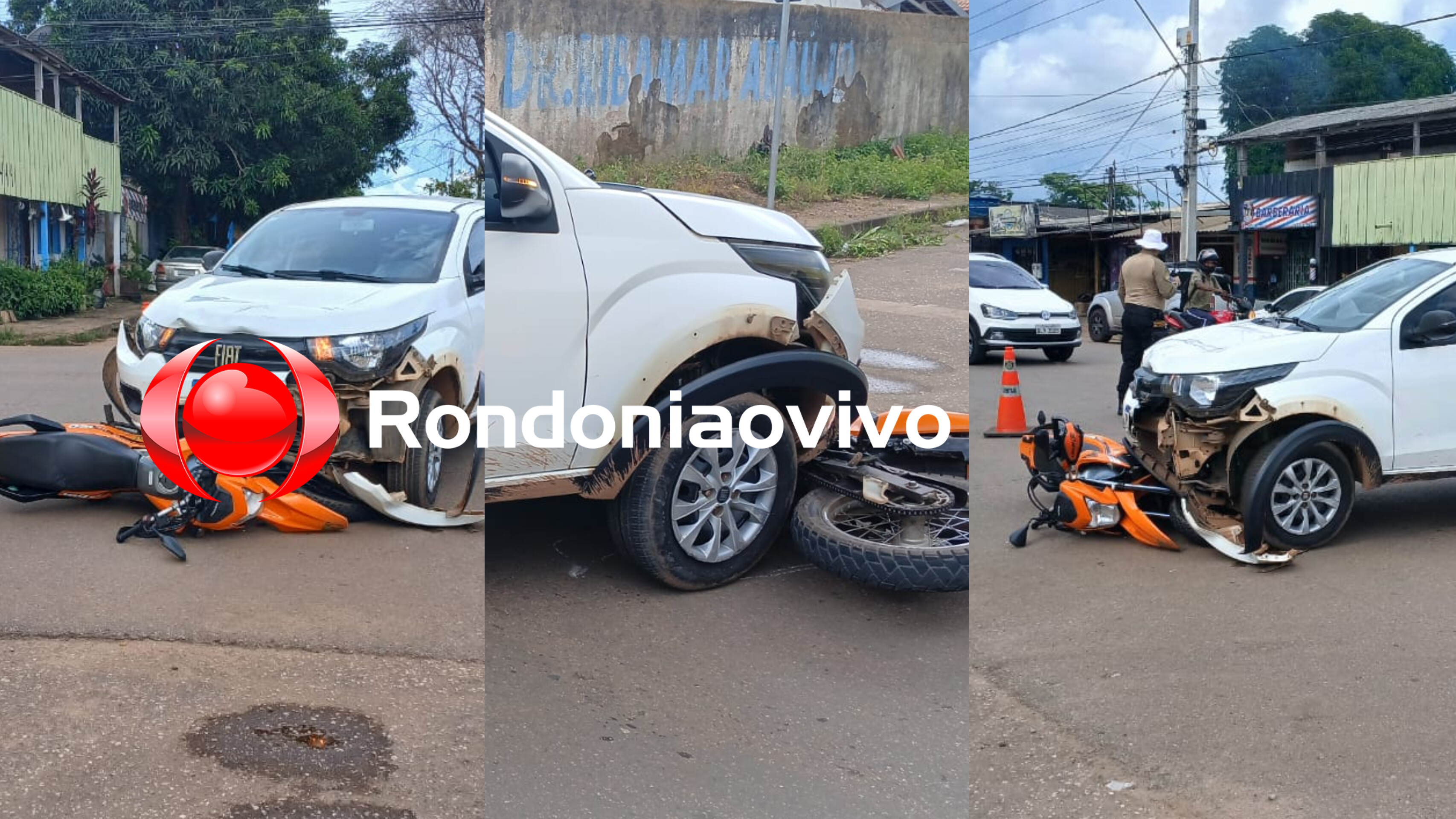 IMPRUDÊNCIA: Acidente entre carro e moto deixa casal ferido na Mamoré 