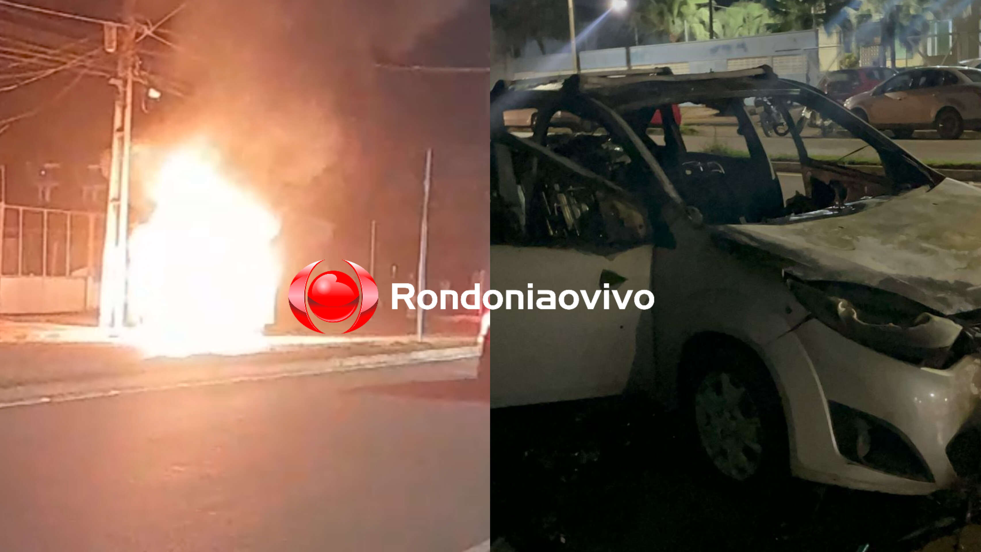 VÍDEO: Carro pega fogo e fica destruído em Avenida de Porto Velho 