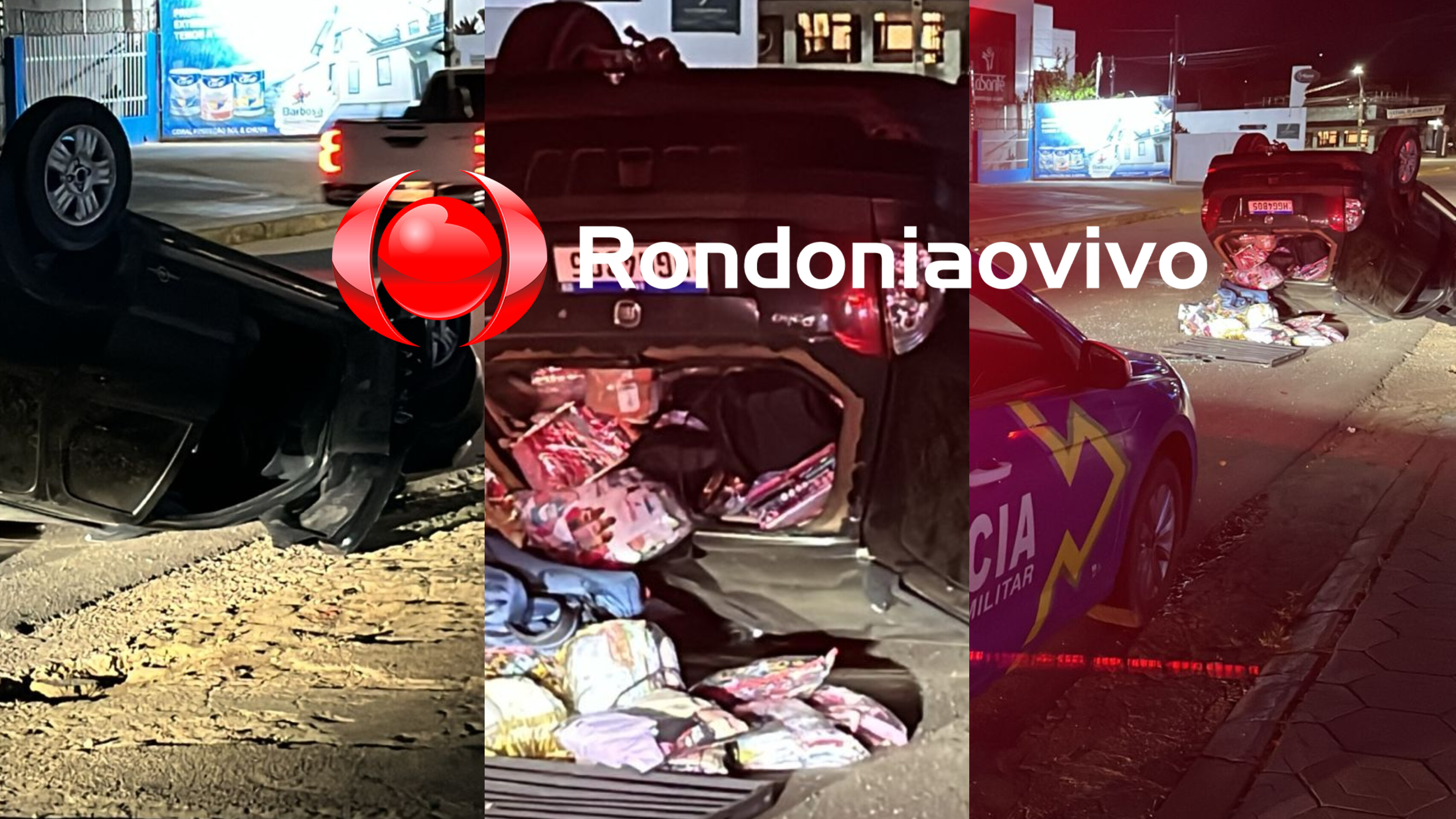 URGENTE: Carro capota após forte colisão na Avenida Calama 