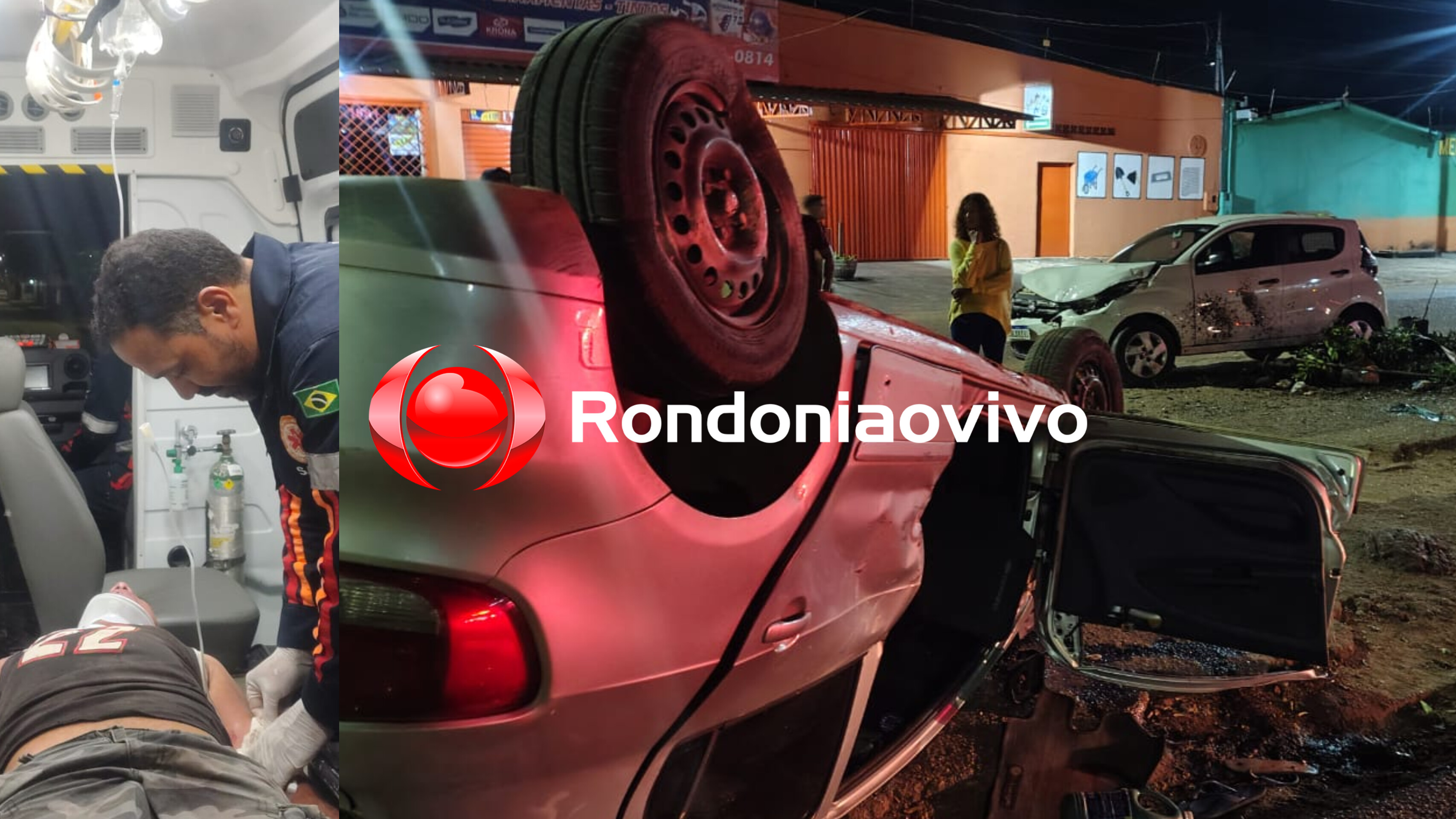 PERDEU O CONTROLE: Capotamento de Gol deixa dois feridos na Avenida Imigrantes 