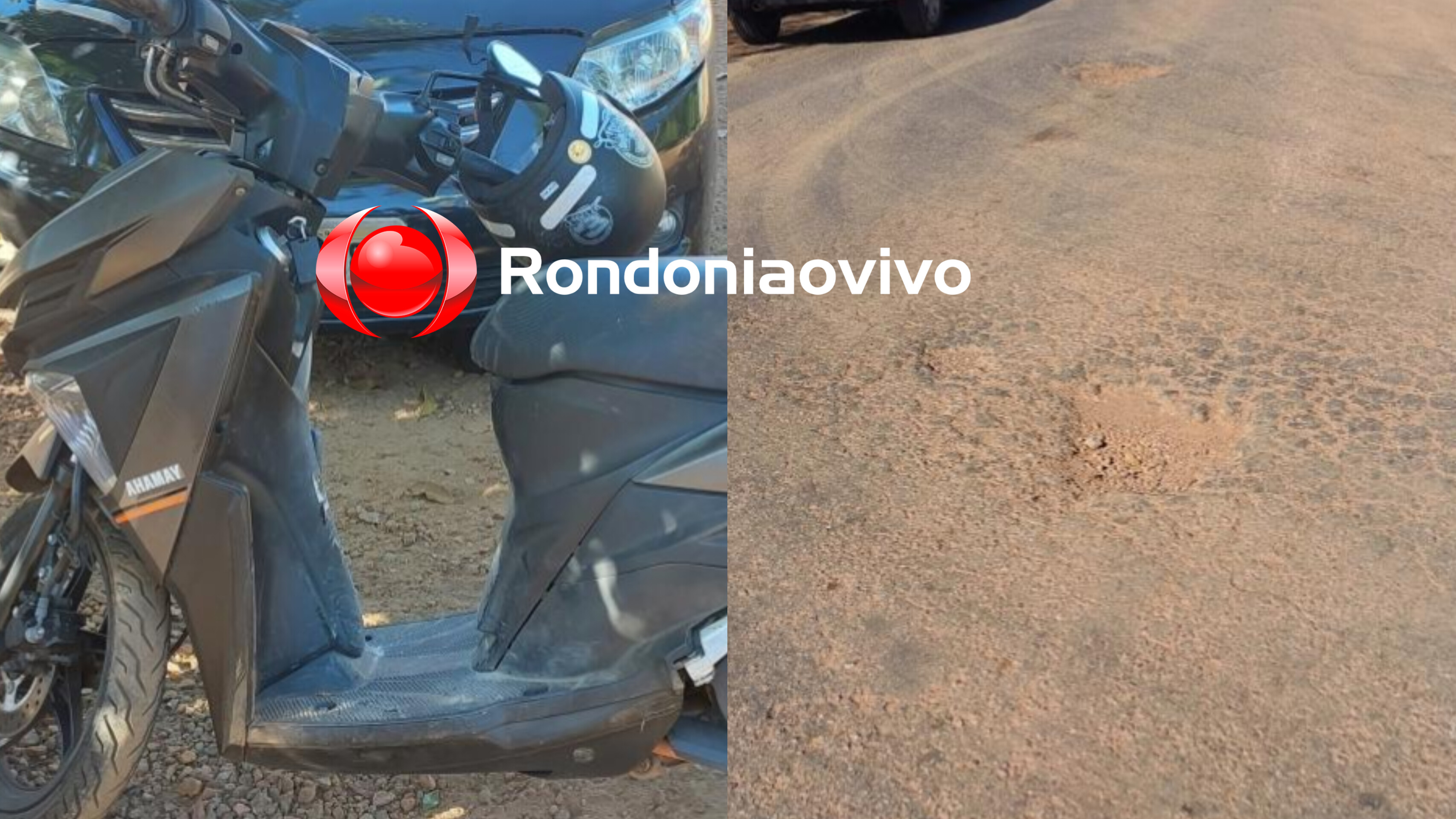 PERDEU O CONTROLE: Idoso sofre grave queda após passar com moto por buraco na capital 