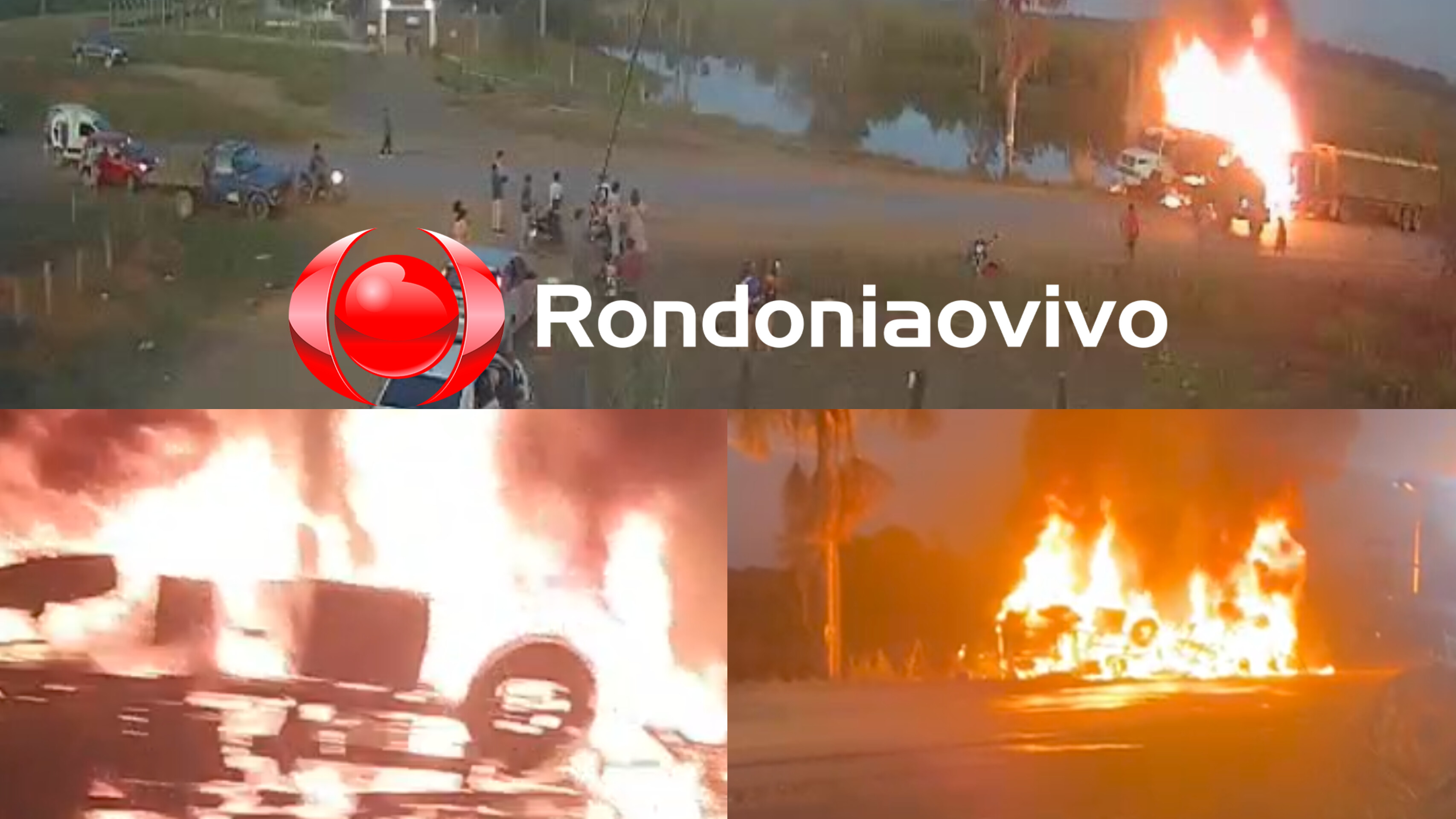 URGENTE: Caminhão carregado de gado pega fogo na BR-319 e fica destruído  - VÍDEO 