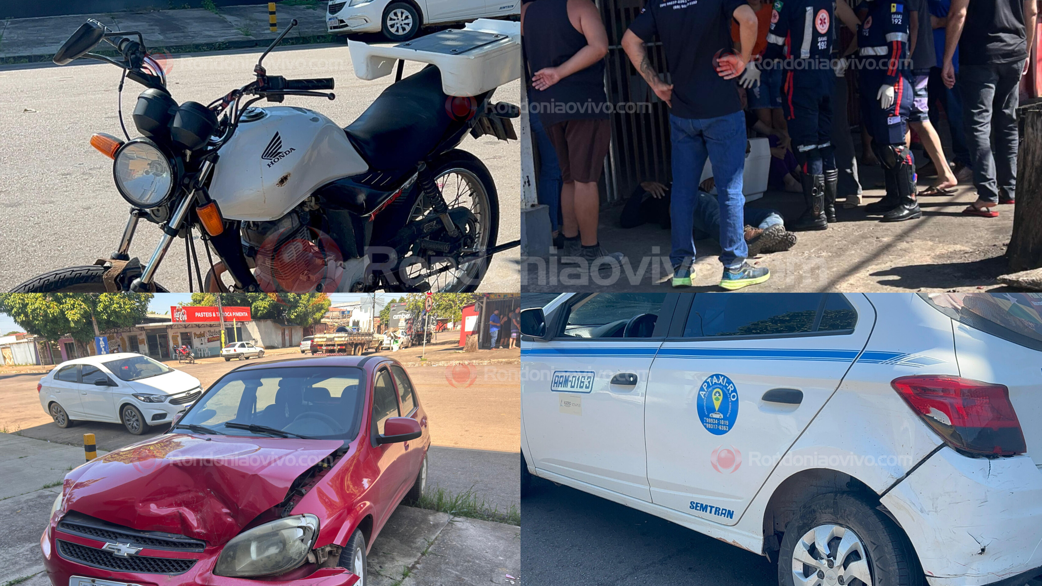 VÍDEO: Mulher em Celta avança preferencial, atinge motoboy e bate em táxi