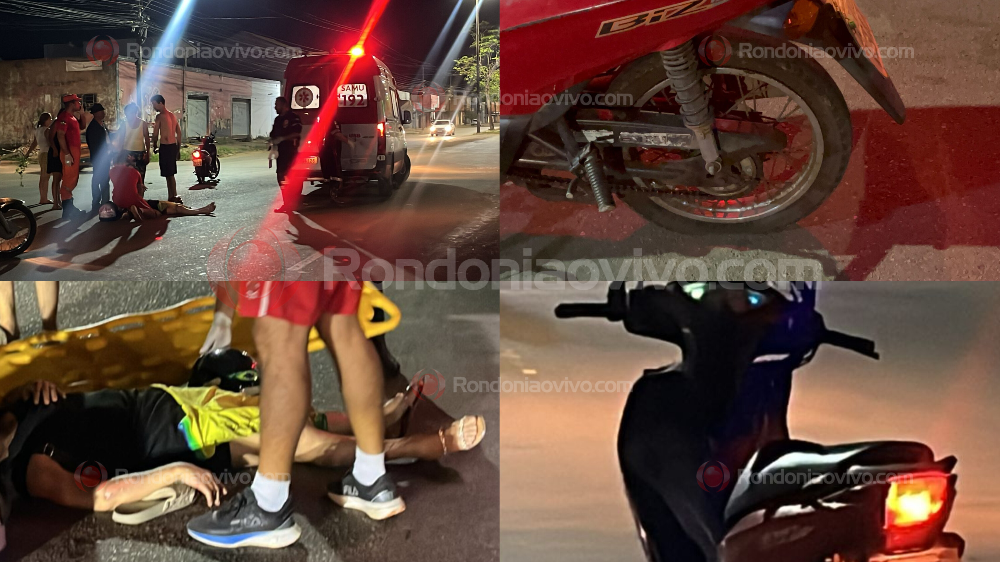 PERDEU O CONTROLE: Pneu de moto estoura e mulher sofre grave acidente na Mamoré 