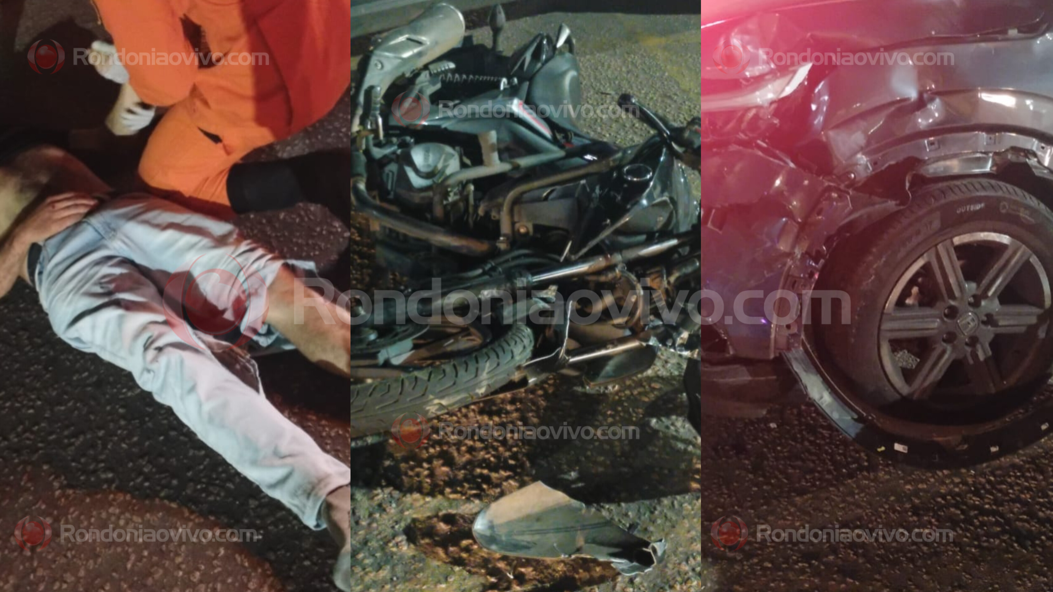 CARRO AVANÇOU: Motociclista é vítima de grave acidente na Avenida Calama 