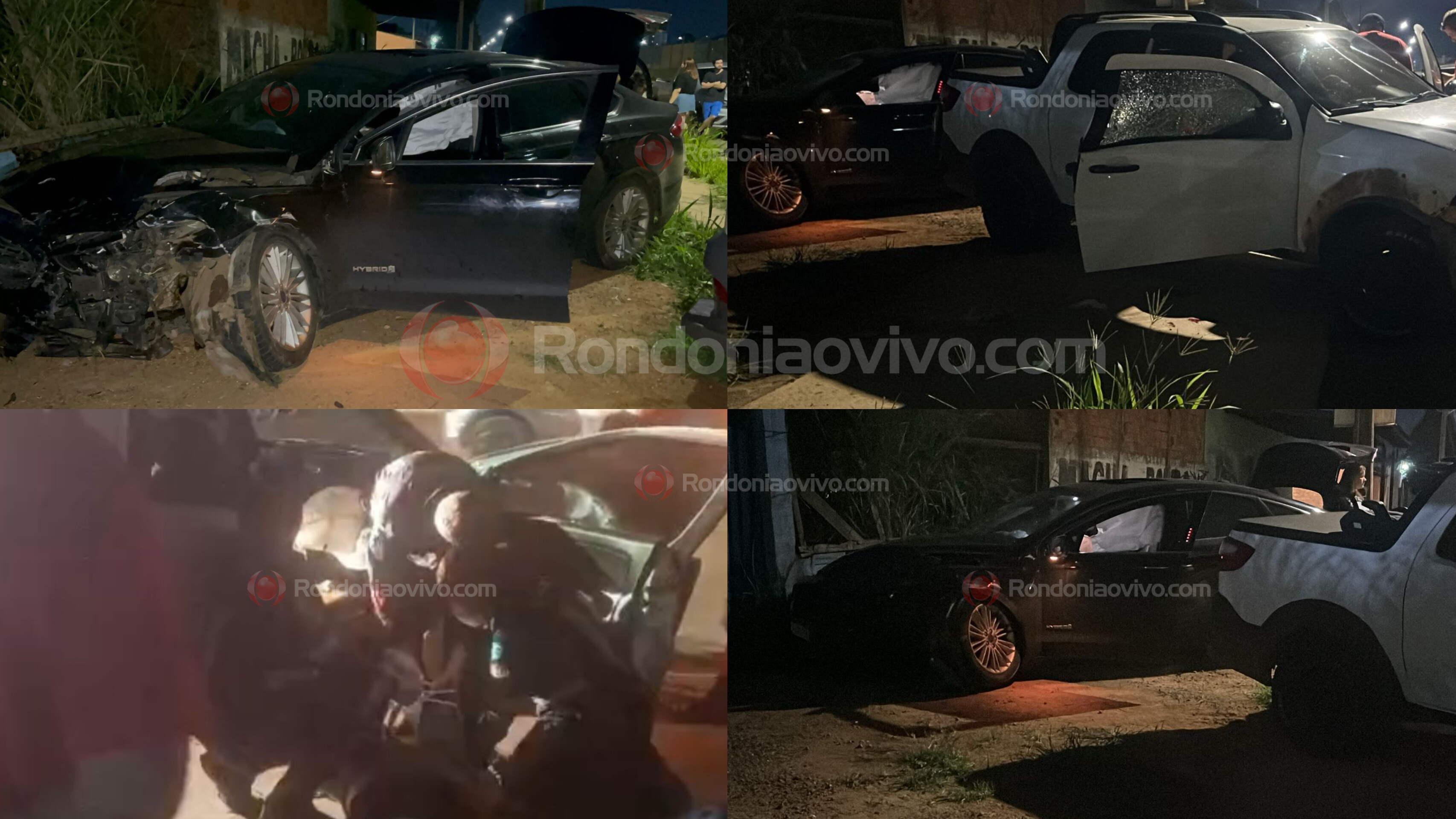 FRONTAL: Três pessoas ficam feridas após forte batida entre carros na Estrada da Penal 