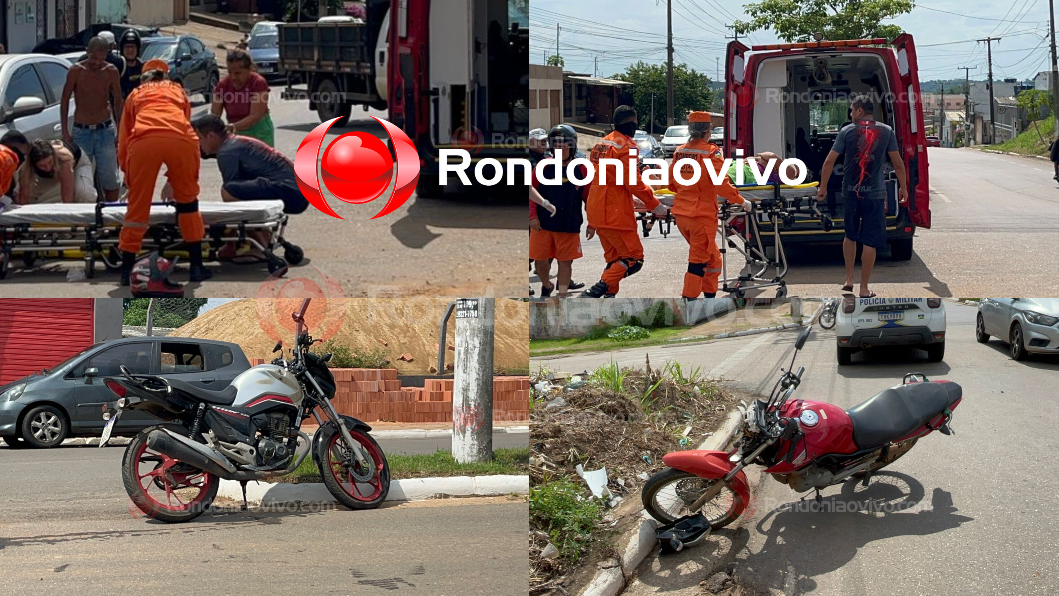 URGENTE: Três pessoas sofrem ferimentos após colisão entre motos no Centro 