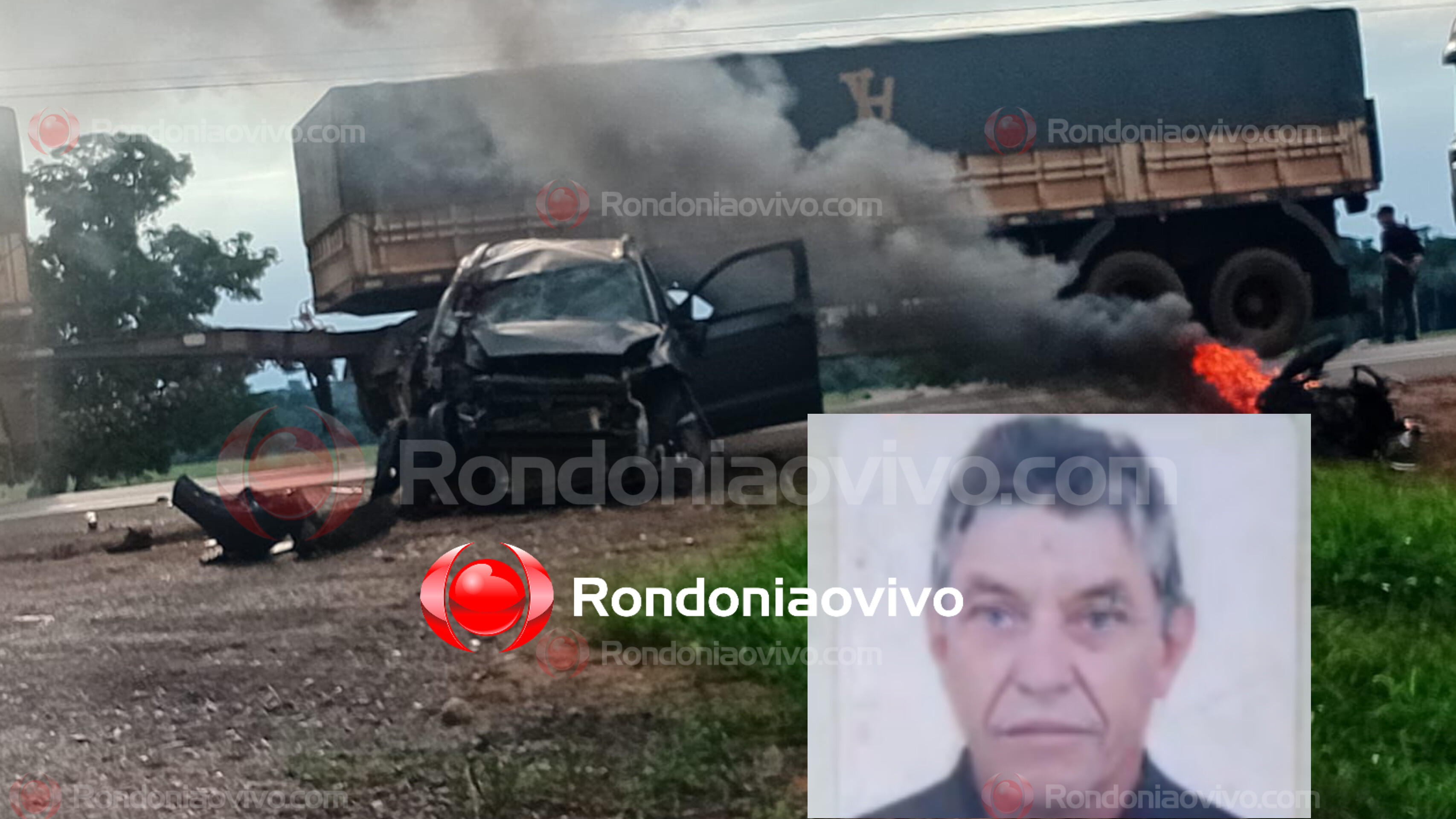 IDENTIFICADO: Motociclista morre após acidente frontal na BR-364; Veículo pegou fogo