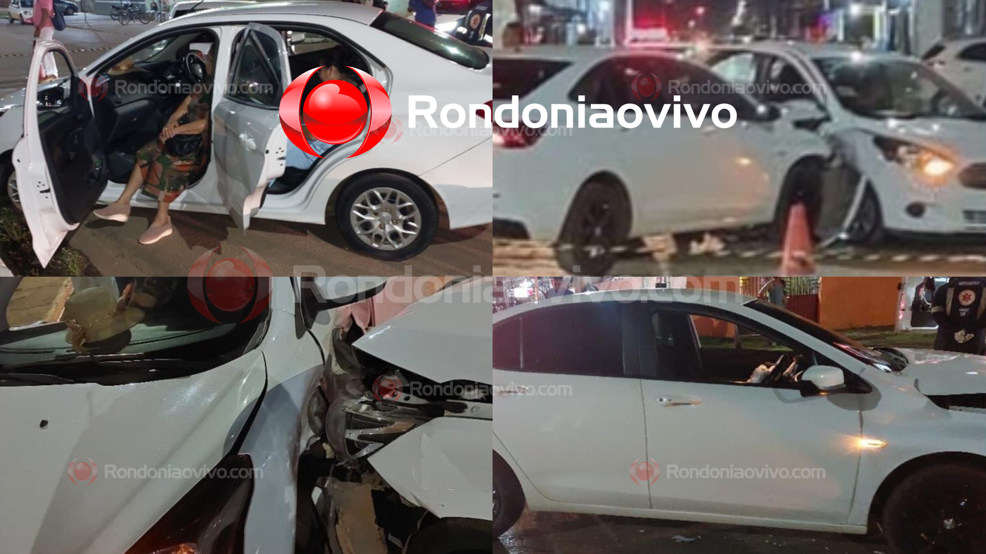 URGENTE: Quatro pessoas ficam feridas após forte batida entre carros 