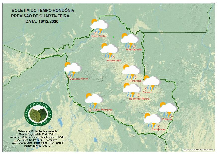 BOLETIM DO TEMPO: Veja a previsão do tempo para esta quarta-feira (16) em Rondônia