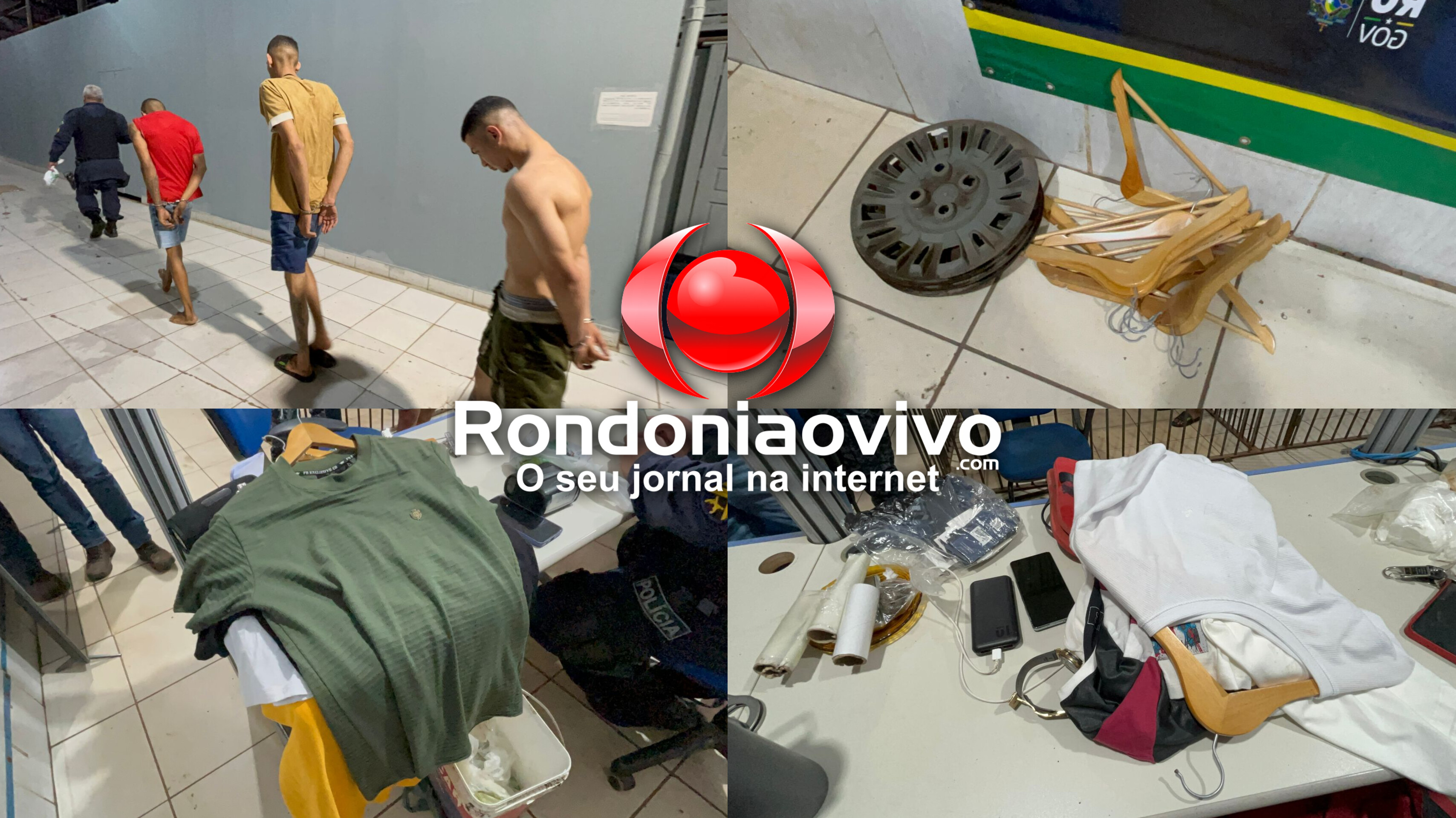 NO FLAGRA: Trio é preso em boca de fumo com roupas furtadas de loja