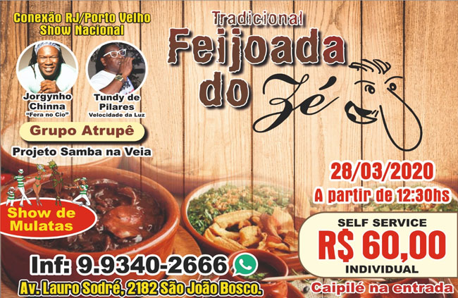 Tradicional Feijoada do Zé, acontece no último sábado de Março