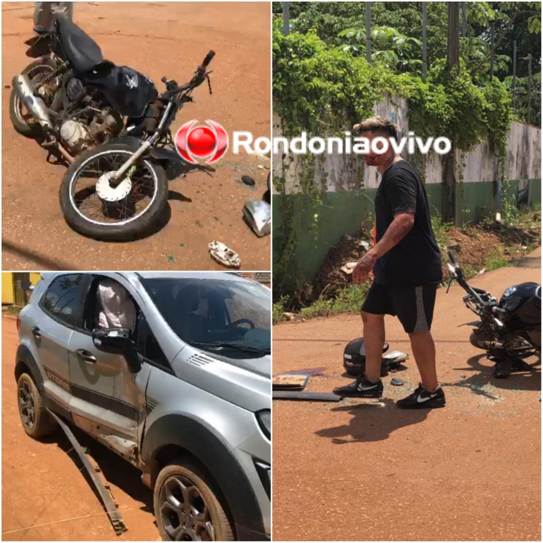 ZONA SUL: Forte batida entre carro e moto deixa jovem lesionado