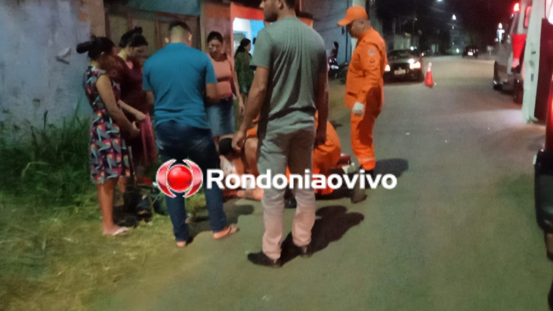 GRAVE: Atropelamento deixa mulher com traumatismo craniano e motociclista ferido 