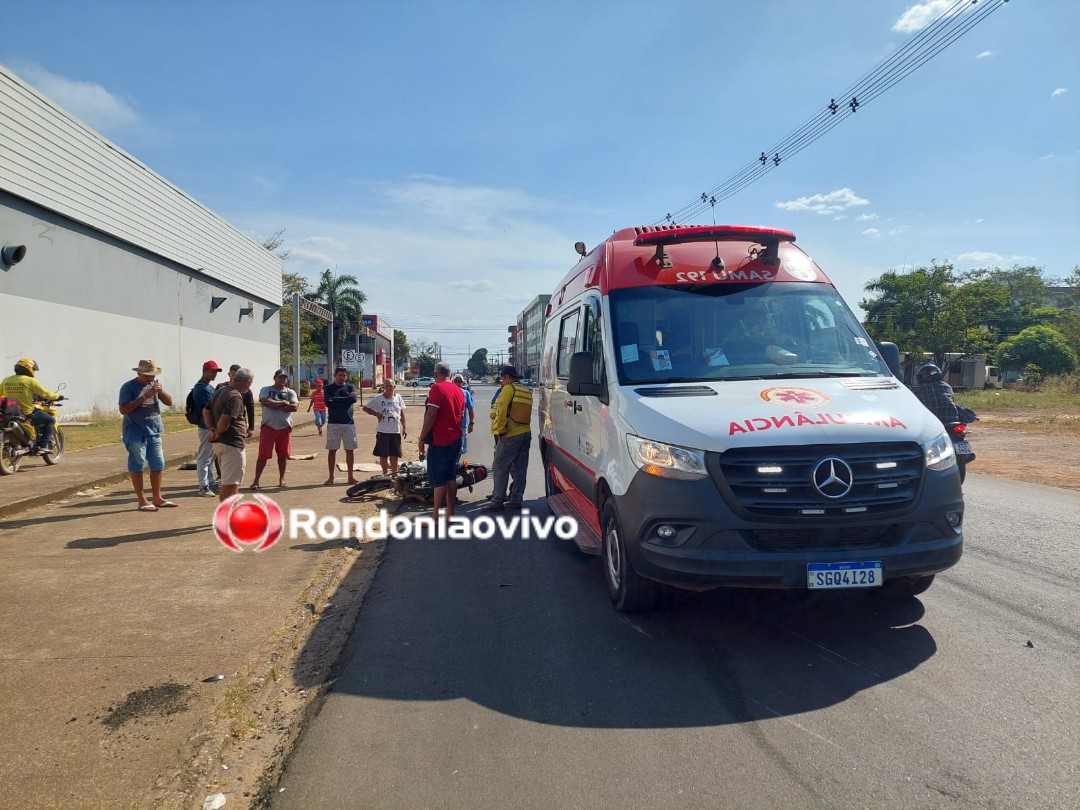 FERIDO: Idoso é atropelado por motocicleta após descer de caminhão na 'Jaci'