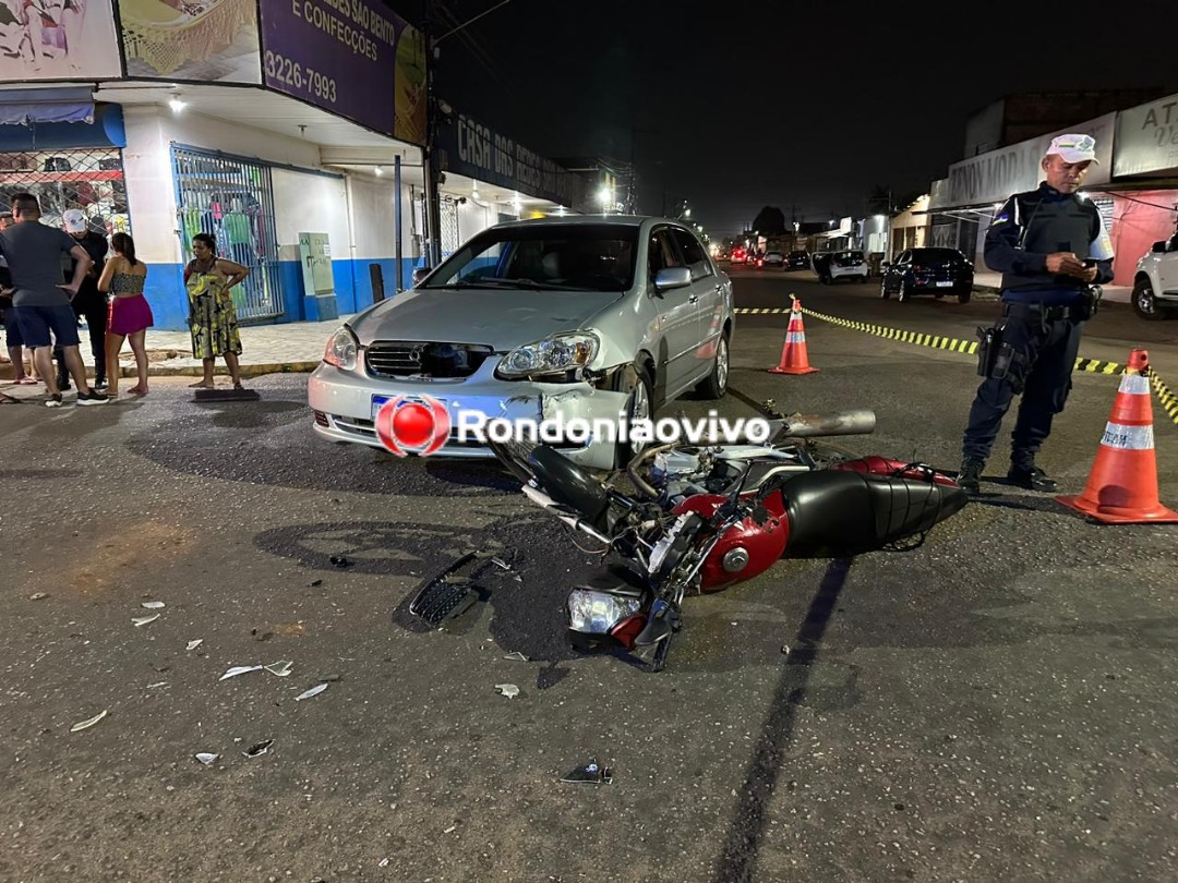 'NA AMADOR': Motociclista sofre fratura após motorista de Corolla avançar cruzamento 