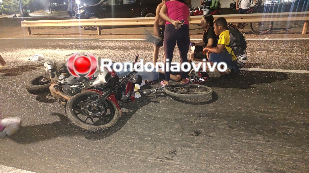 NO VIADUTO: Ciclista tem perna dilacerada em grave atropelamento na BR-364