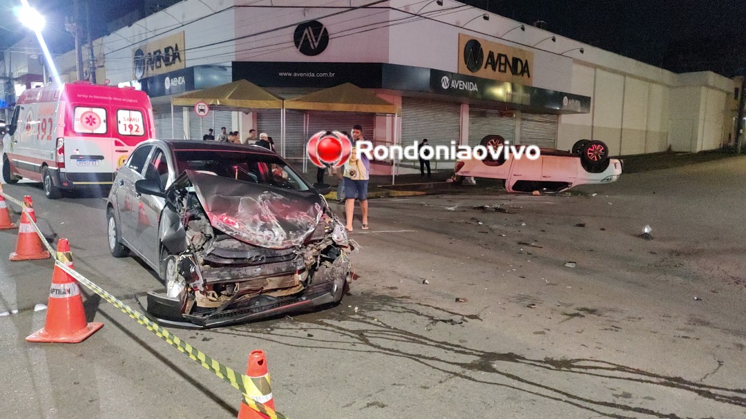 VÍDEO: Hilux capota após grave batida no Centro de Porto Velho