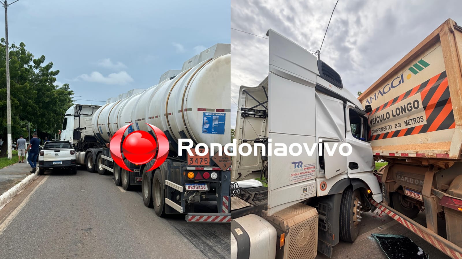 ACIDENTE: Batida entre carretas e carro gera congestionamento na Jorge Teixeira 