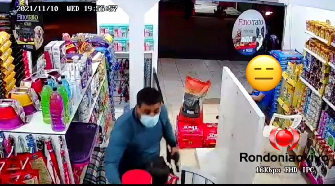 ASSISTA: Criminoso é filmado assaltando loja de pet shop em Porto Velho