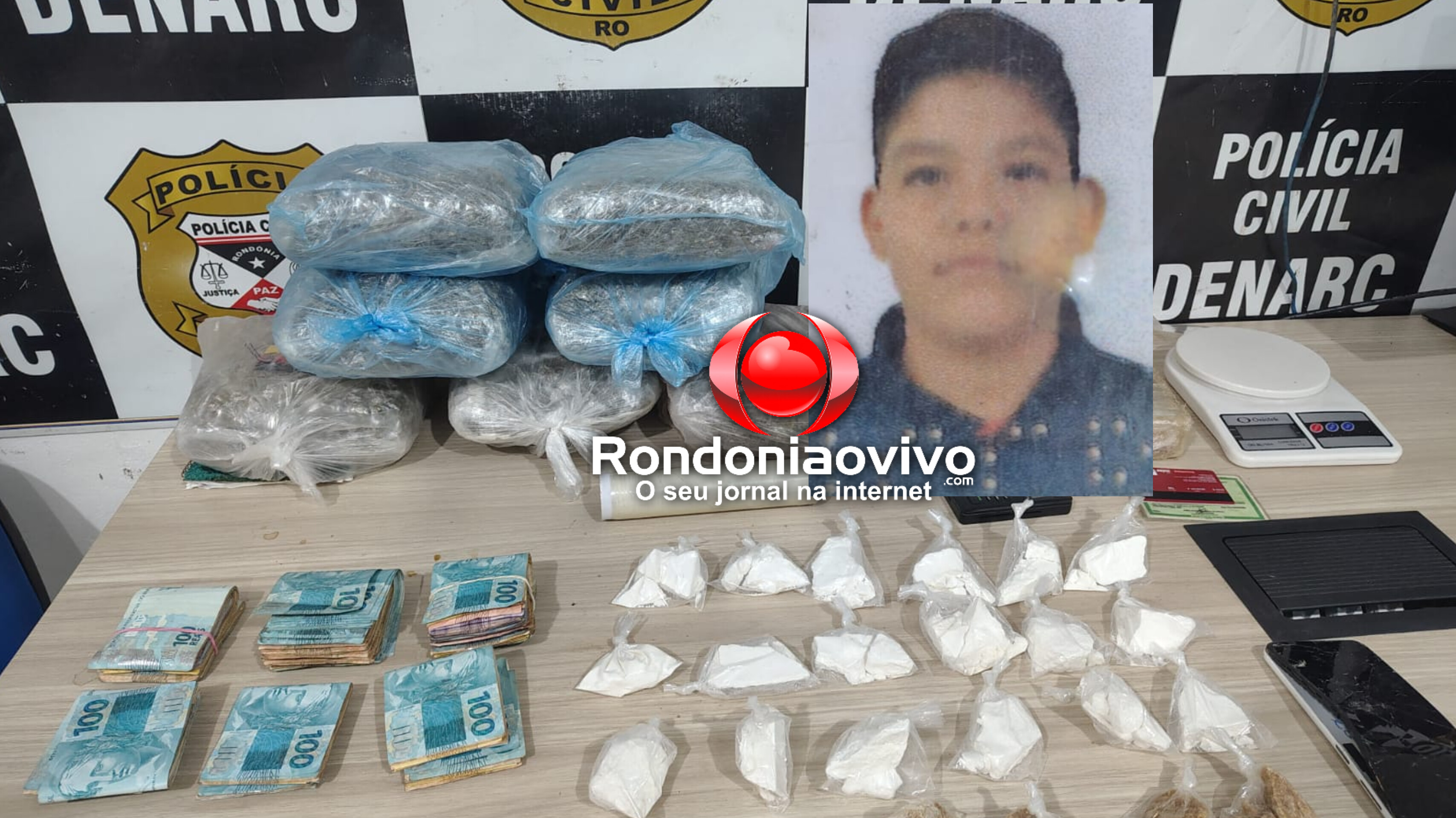 URGENTE: Denarc prende traficante do CV com 10 quilos de drogas e dinheiro