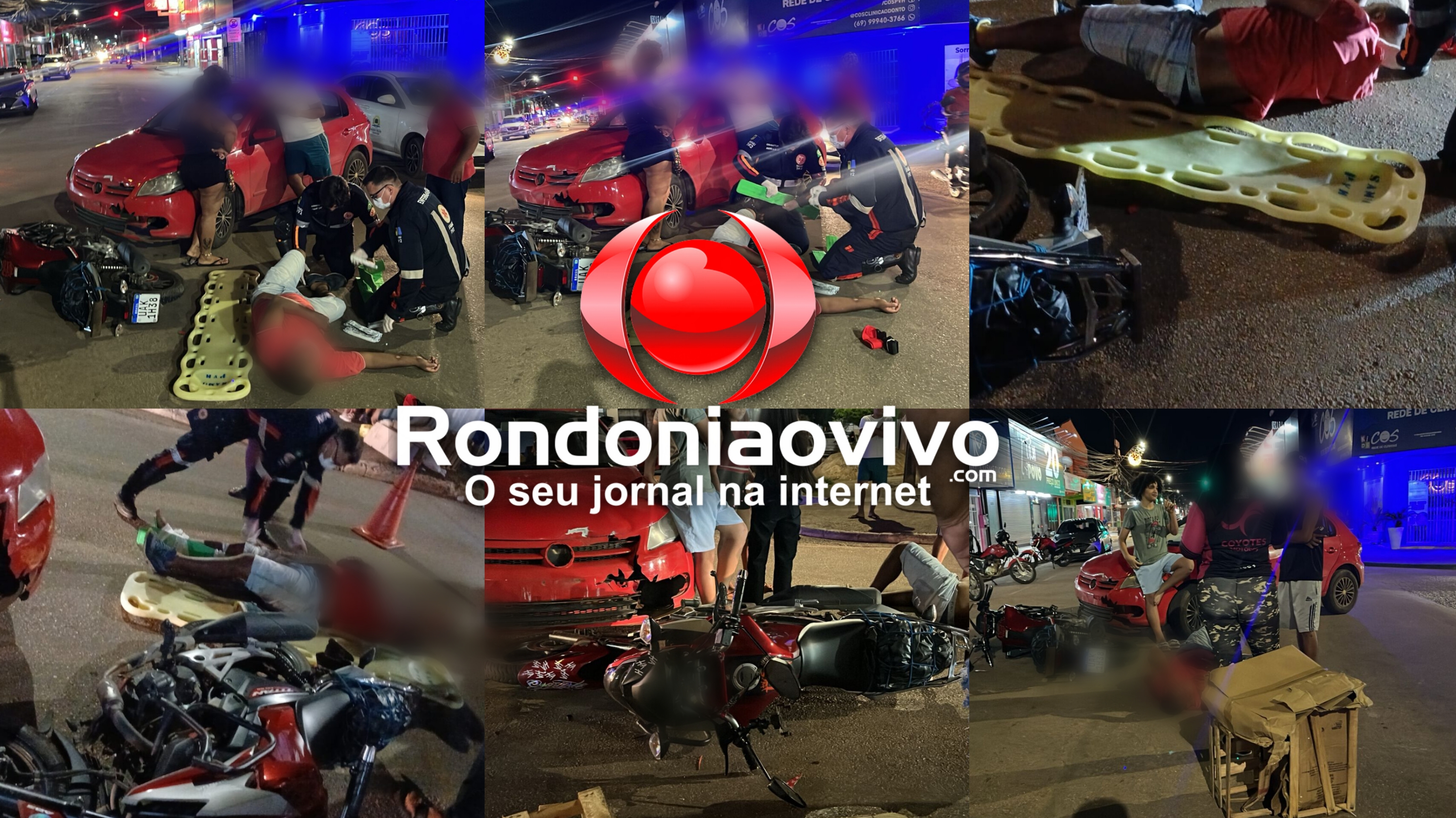 DE FRENTE: Motoboy sofrefratura na perna após colisão frontal contra carro