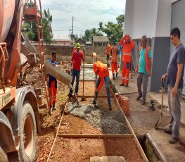 DER faz calçada de concreto no Ginásio de Esportes Fidoca em Porto Velho