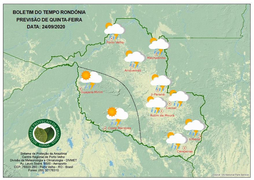 CLIMA: Veja a previsão do tempo para esta quinta-feira (24) em Rondônia