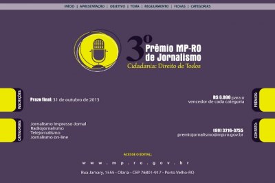 MP-RO divulga edital do 3º Prêmio de Jornalismo
