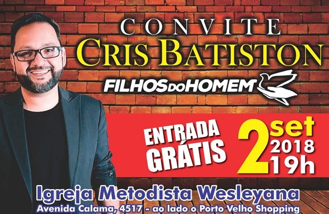 Cantor Cris Batiston fará show gratuito