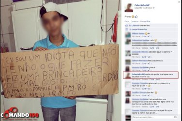 ARIQUEMES- Jovem que chamou PM’s de “vermes” se arrepende e posta foto segurando cartaz de desculpas – FOTO