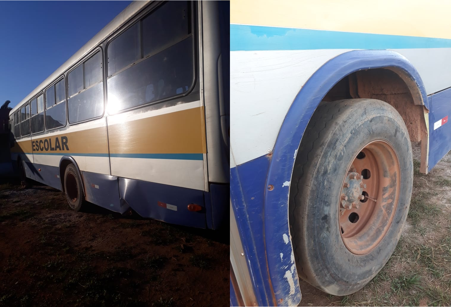 SUCATÃO: Imagens apontam condição perigosa de ônibus escolar na Ponta do Abunã