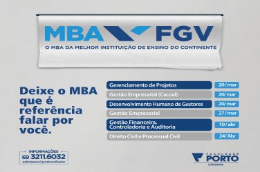 Faculdade Porto abre novas turmas de MBA FGV