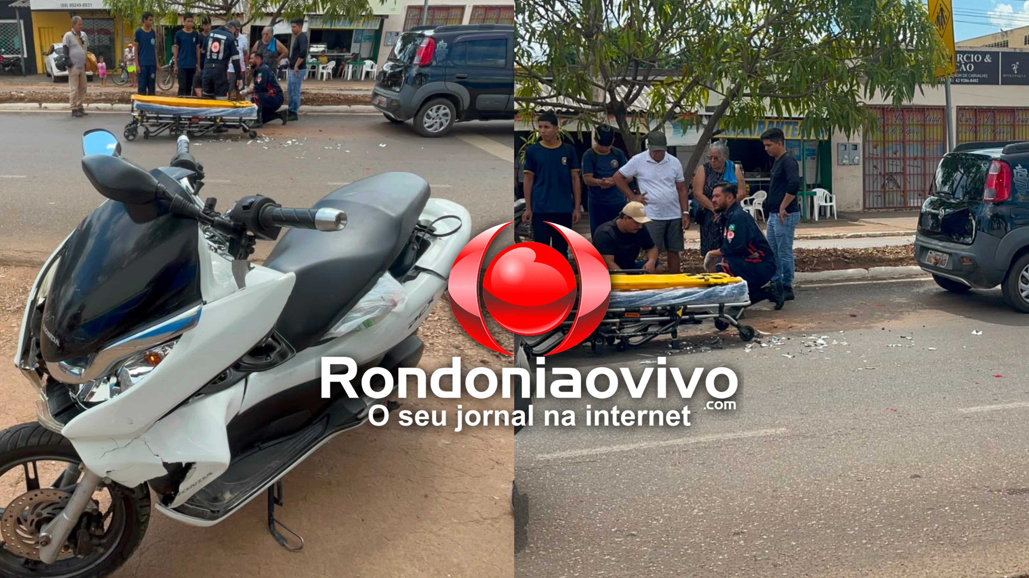 VÍDEO: Motociclista fica ferida após colisão na traseira de carro em frente a escola 