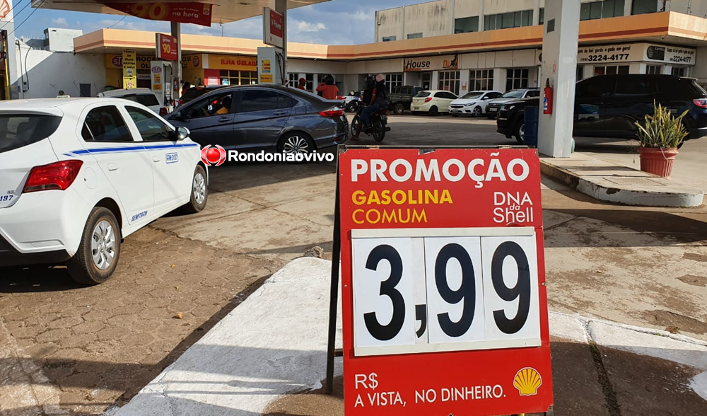 CAINDO: Preço da gasolina reduz e já custa R$ 3,99 o litro em Porto Velho