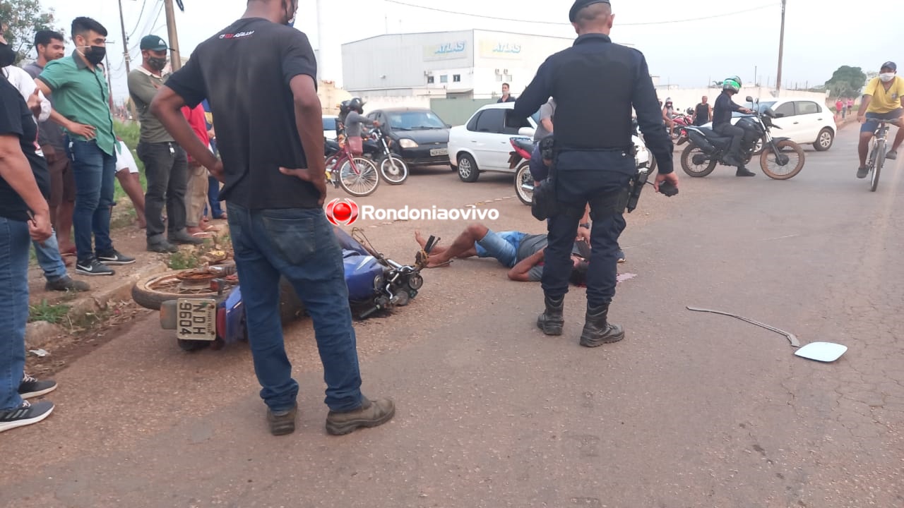 ASSISTA AO VÍDEO: Motociclista fica em estado grave após acidente com caminhonete