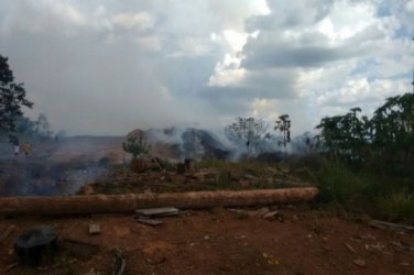 Terreno onde funcionava serraria é incendiado por menores