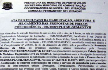 EXCLUSIVO - Prefeitura falsifica ata de licitação para beneficiar UNI Engenharia - Confira fac-simile de atas original e falsa