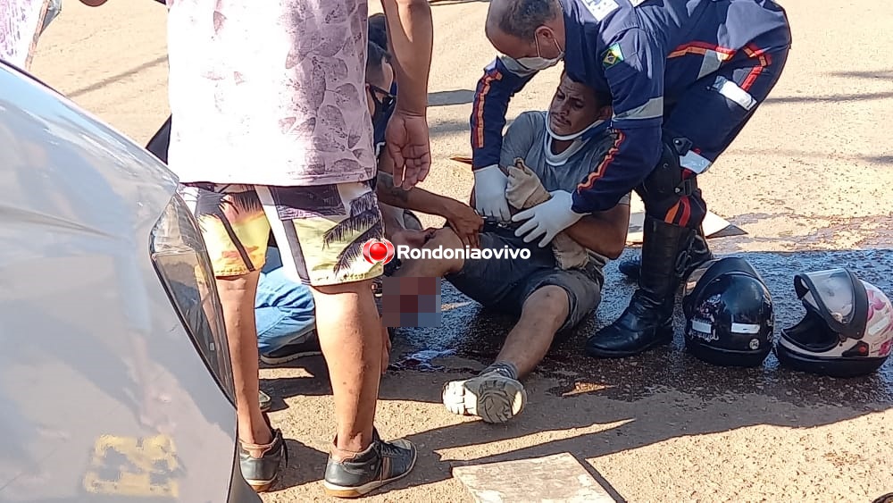 ASSISTA: Passageiro de moto tem fratura exposta em acidente na zona Leste