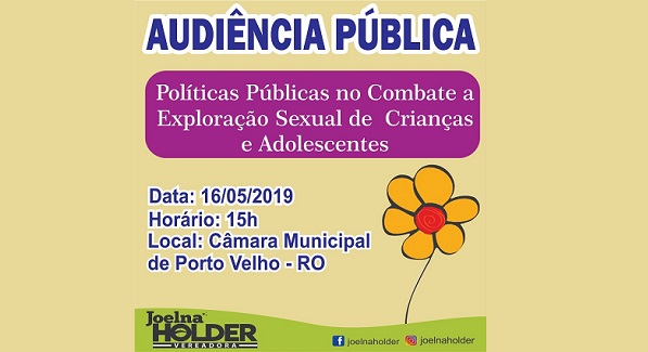 HOJE! Convite para audiência de políticas públicas no combate à exploração sexual