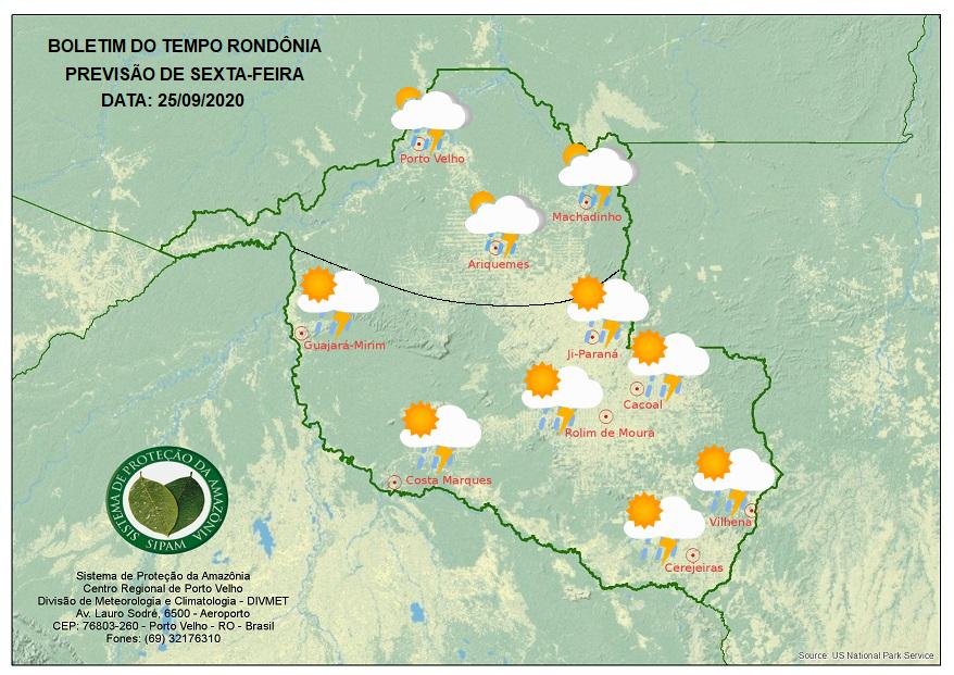 BOLETIM DO TEMPO: Veja a previsão do tempo para esta sexta-feira (25) em Rondônia