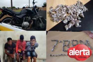 Quadrilha é presa com moto roubada e grande quantidade de maconha