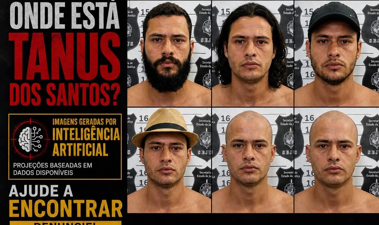 CRIMINOSO TANUS: Inteligência artificial recria rosto de foragido acusado de matar família