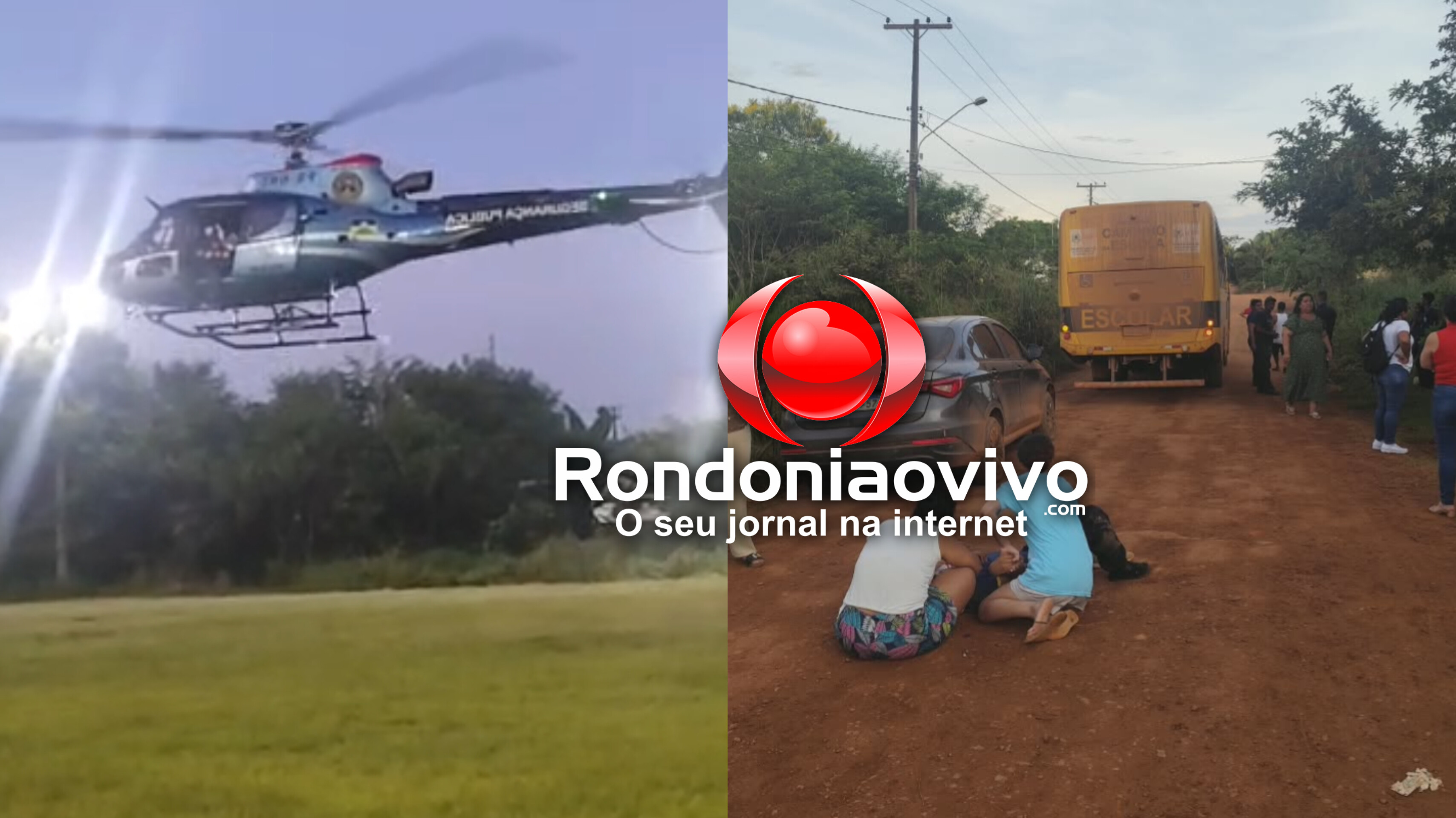 URGENTE - VÍDEO: Helicóptero do GAVE resgata aluno atropelado por ônibus escolar 