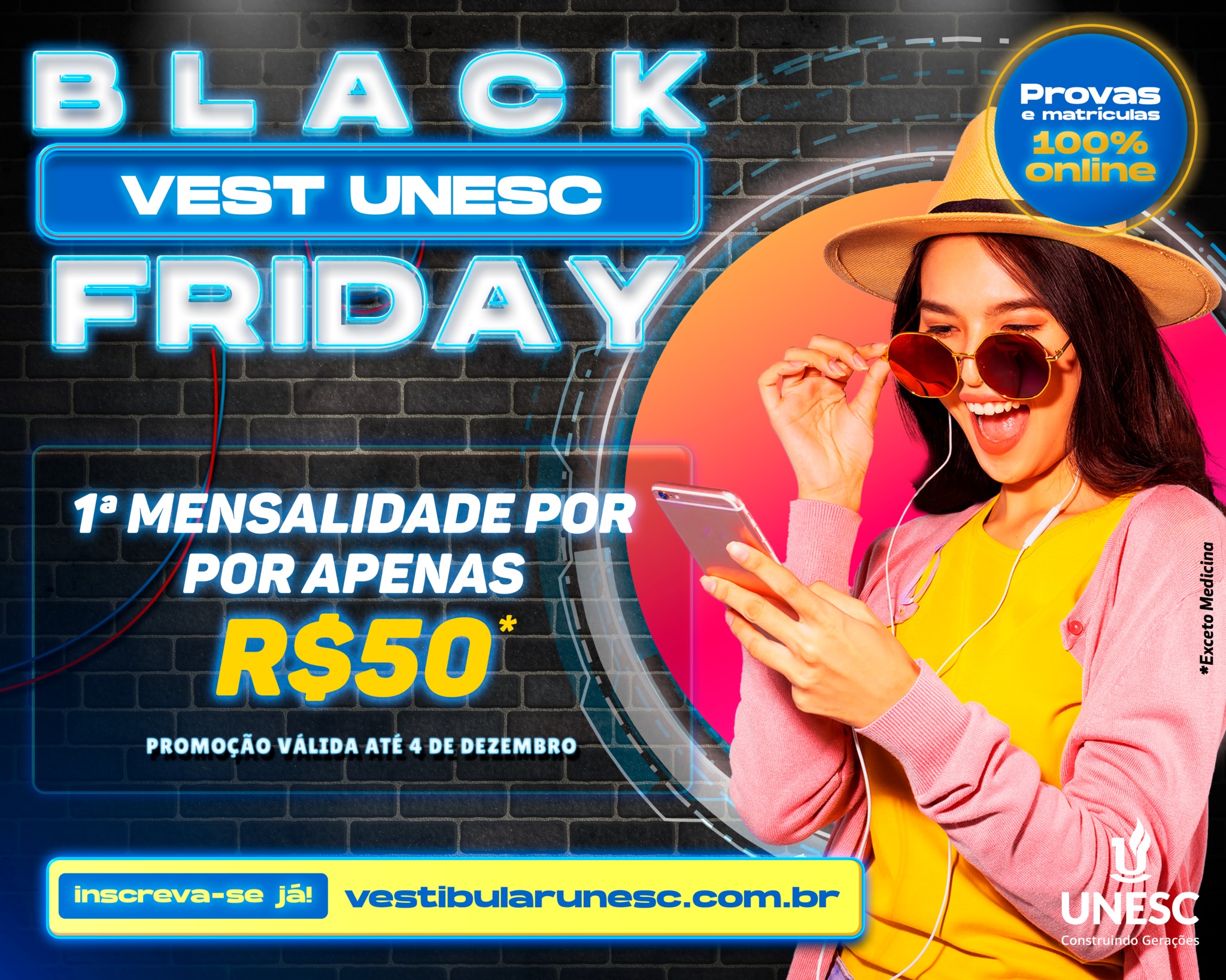 Black Friday: Unesc lança promoção para o vestibular 2021.1