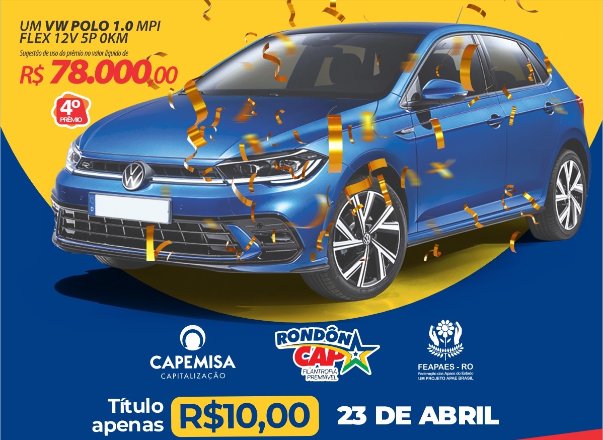 RONDONCAP: Novo Polo, 3 tvs de 60 polegadas, 40 giros da sorte e título só 10 reais!