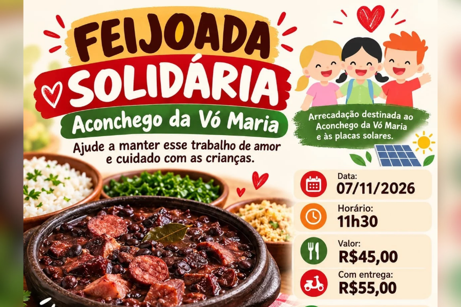 VENDA INICIADA: Feijoada solidária arrecada recursos para instituição que acolhe crianças 